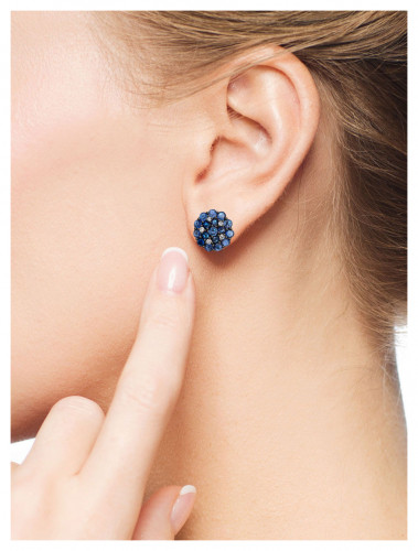 Серьги из жёлтого золота с бриллиантами и сапфирами