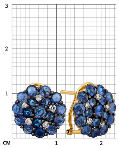 Серьги из жёлтого золота с бриллиантами и сапфирами