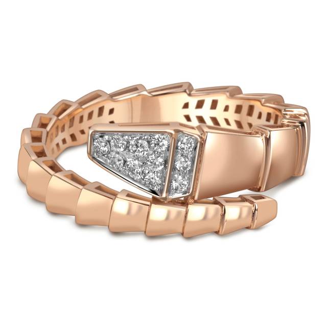 Кольцо из красного золота с бриллиантами (060988)