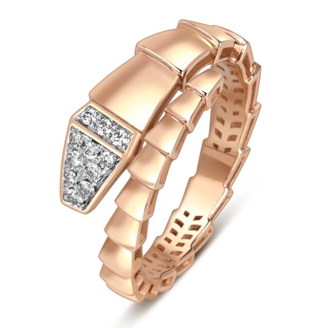 Кольцо из красного золота с бриллиантами (060988)