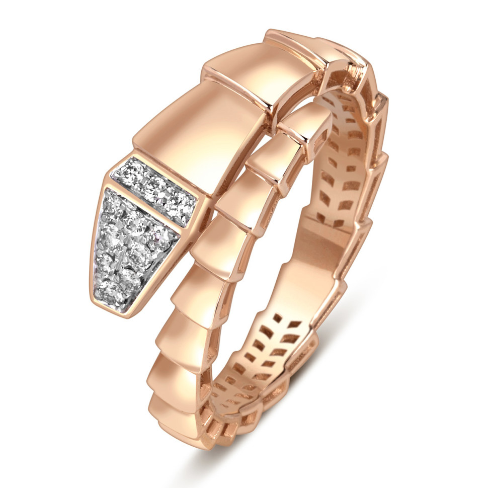 Кольцо из красного золота с бриллиантами (060988)