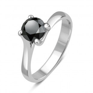 Помолвочное кольцо из белого золота с чёрным бриллиантом (046703)
