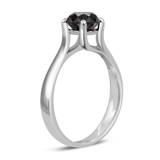 Помолвочное кольцо из белого золота с чёрным бриллиантом (046703)