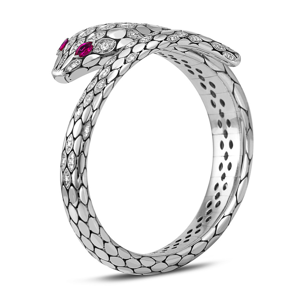 Браслет из белого золота с бриллиантами и рубинами 