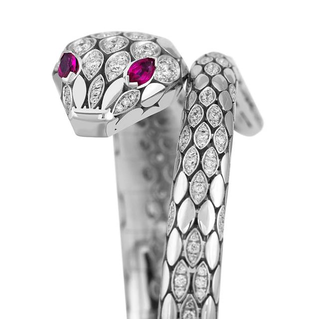 Браслет из белого золота с бриллиантами и рубинами "Crivelli" (052592)