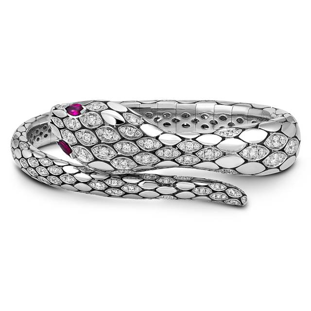 Браслет из белого золота с бриллиантами и рубинами "Crivelli" (052592)