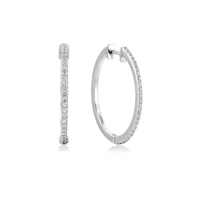 Серьги конго из белого золота с бриллиантами (054653)