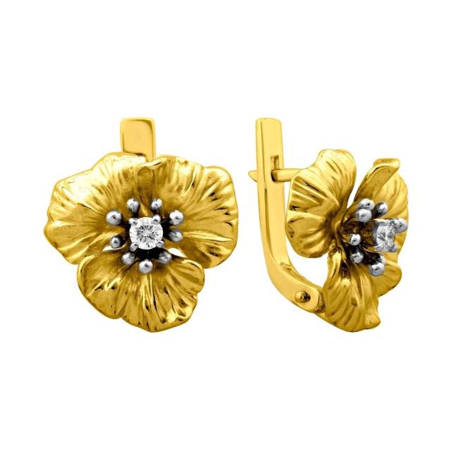 Серьги из жёлтого золота с бриллиантами (054834)
