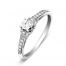 Помолвочное кольцо из белого золота с бриллиантами (018443)