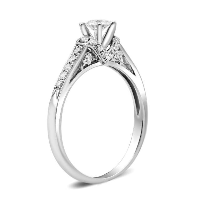Помолвочное кольцо из белого золота с бриллиантами (018443)