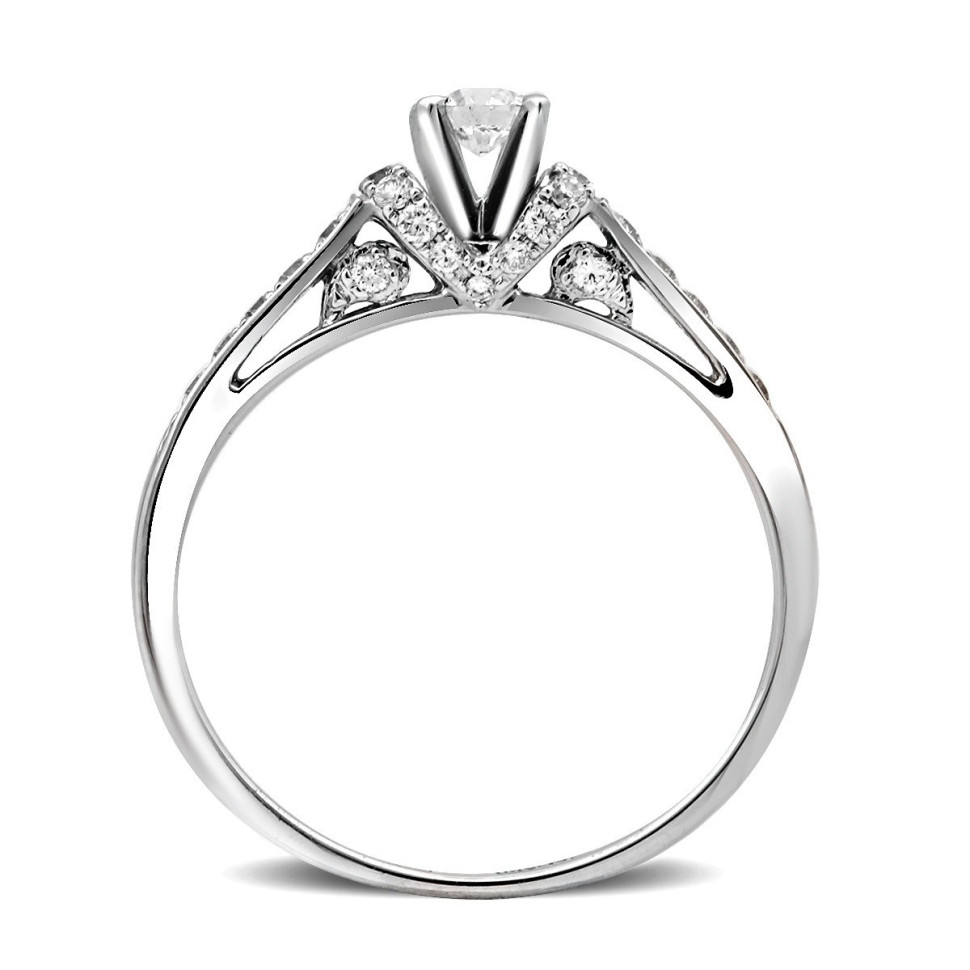 Помолвочное кольцо из белого золота с бриллиантами (018443)