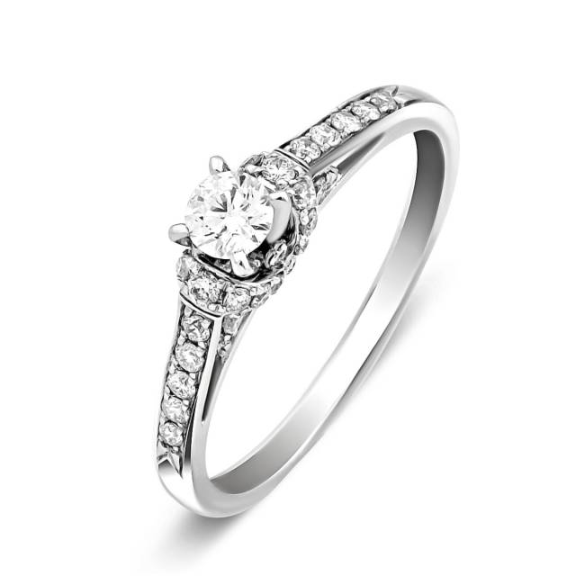 Помолвочное кольцо из белого золота с бриллиантами (018443)