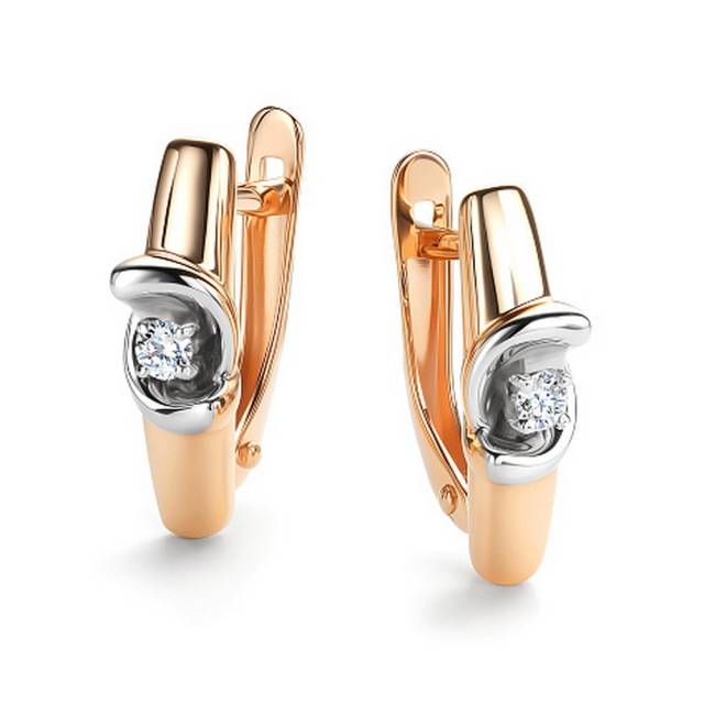 Серьги из красного золота с бриллиантами (061188)