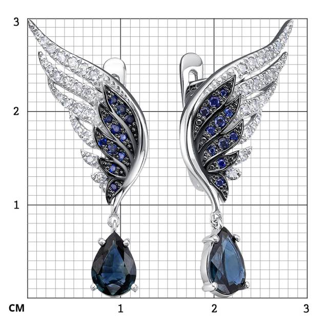 Серьги из белого золота с бриллиантами и сапфирами (059569)