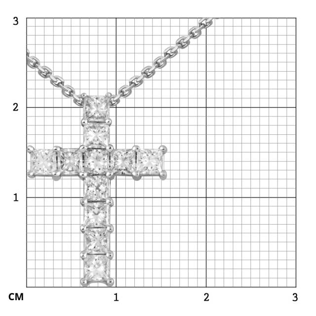 Колье крест из белого золота с бриллиантами (048799)