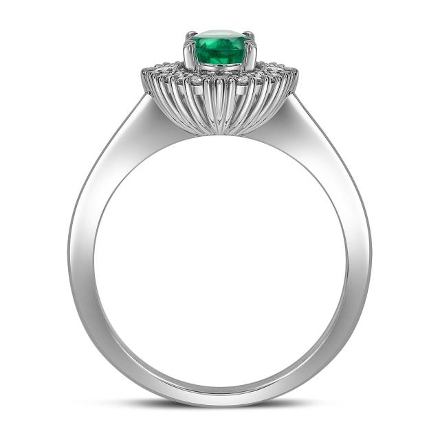 Кольцо из белого золота с бриллиантами и изумрудом (062542)