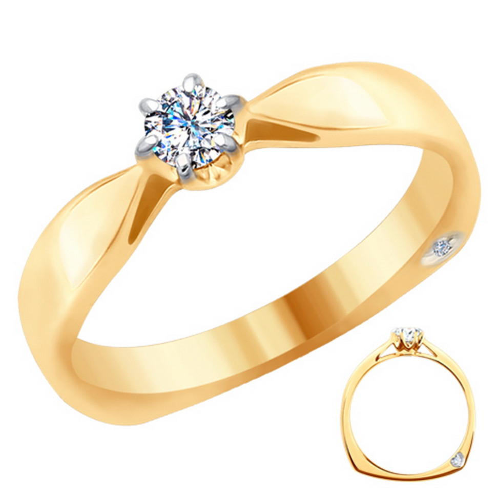 Помолвочное кольцо из красного золота с бриллиантами (029594)