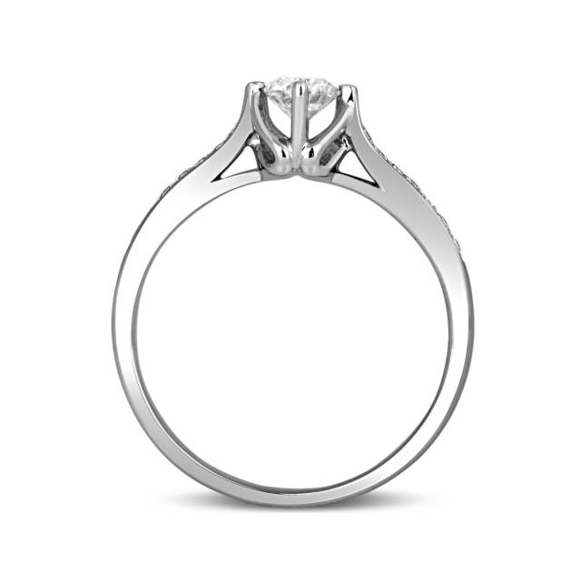 Помолвочное кольцо с бриллиантами из белого золота (012827)