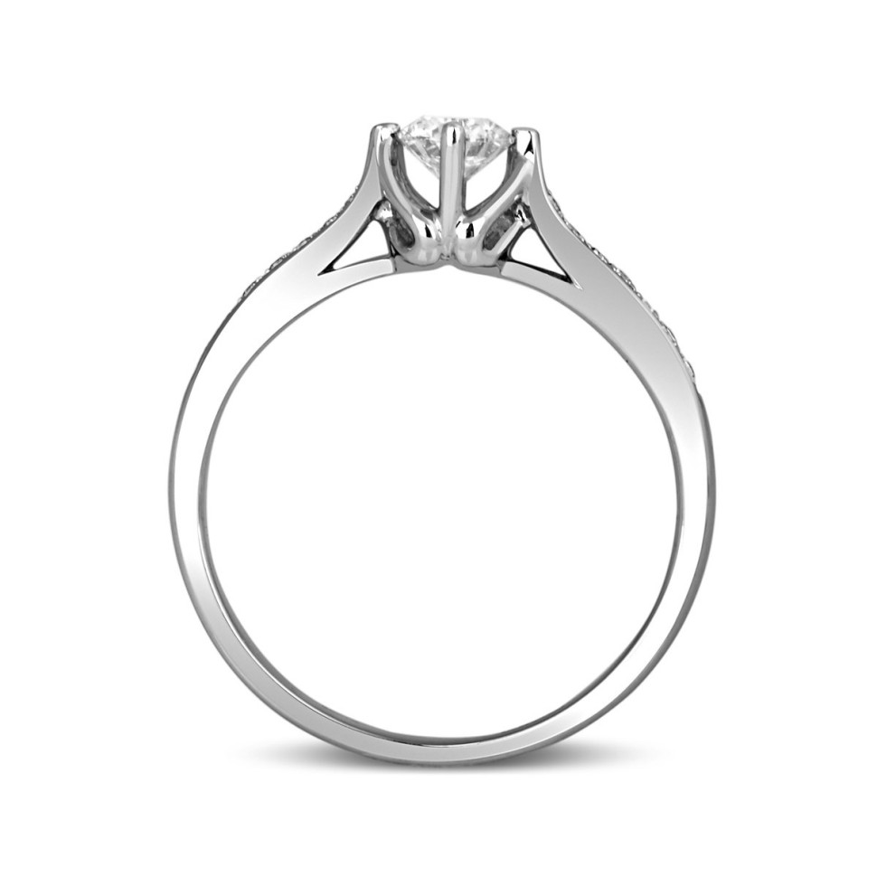 Помолвочное кольцо с бриллиантами из белого золота (012827)