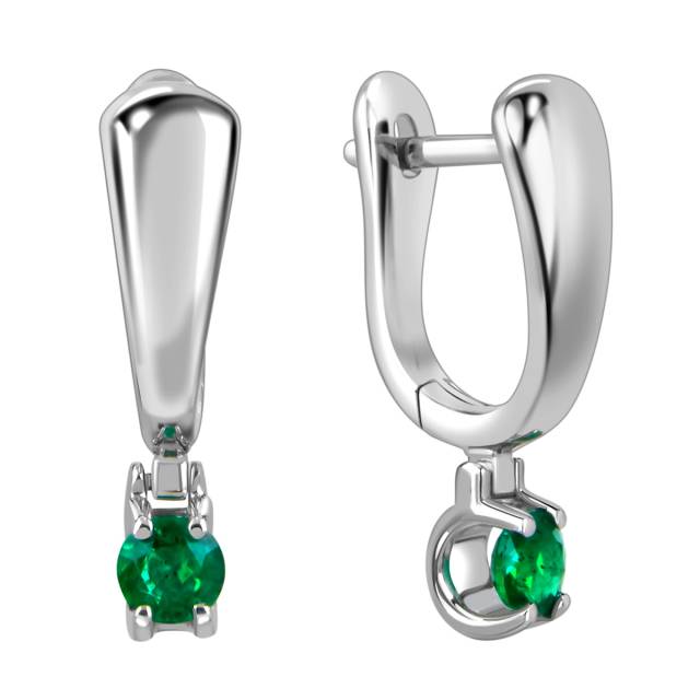 Серьги из белого золота с изумрудами (049053)