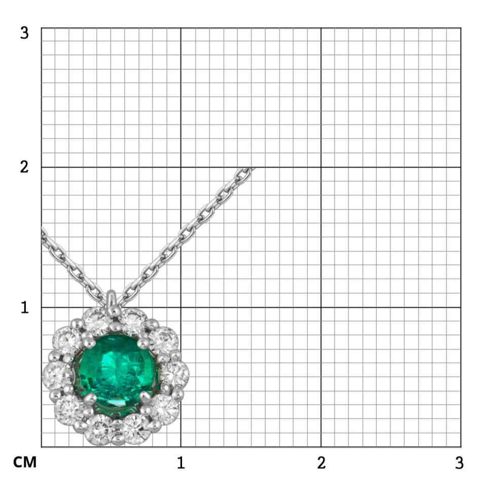 Колье из белого золота с бриллиантами и изумрудом (052437)