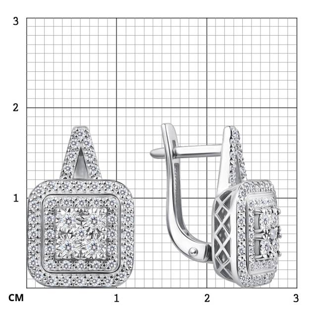 Серьги из белого золота с бриллиантами (063012)