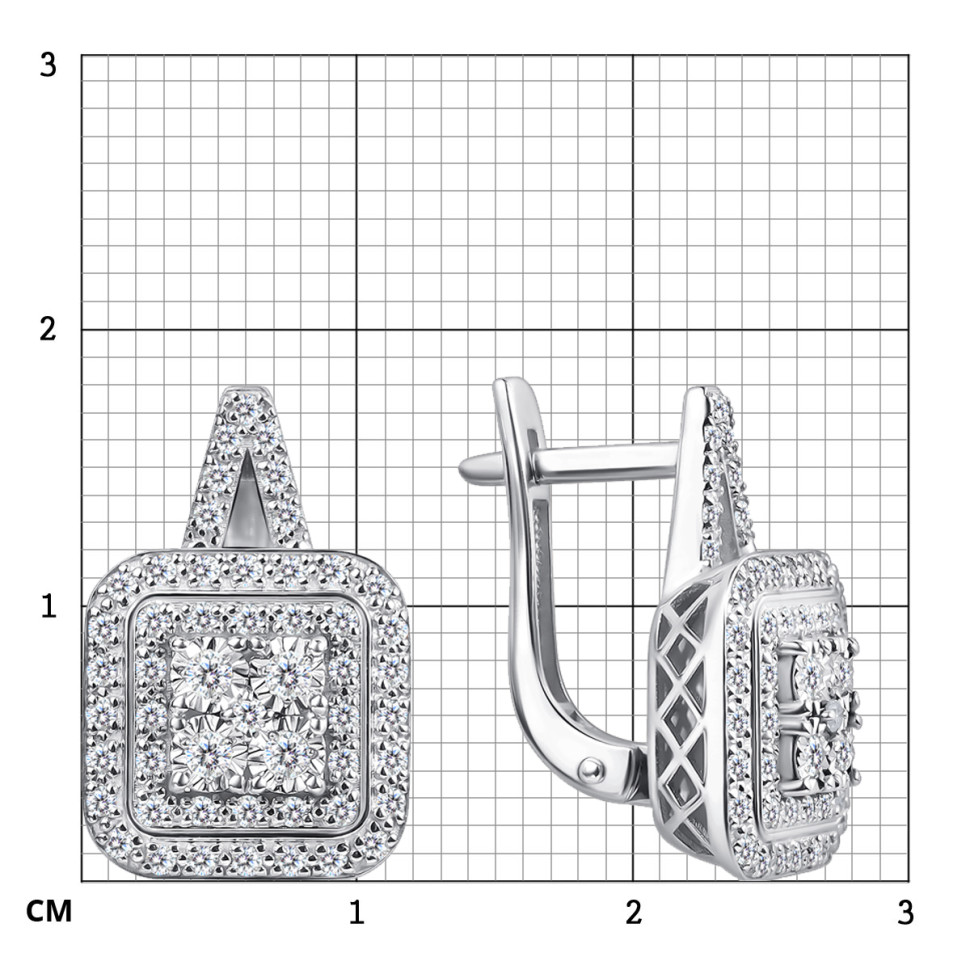 Серьги из белого золота с бриллиантами (063012)