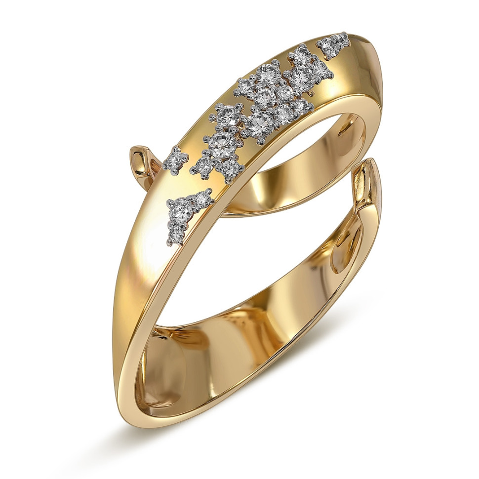 Кольцо из жёлтого золота с бриллиантами  (063742)
