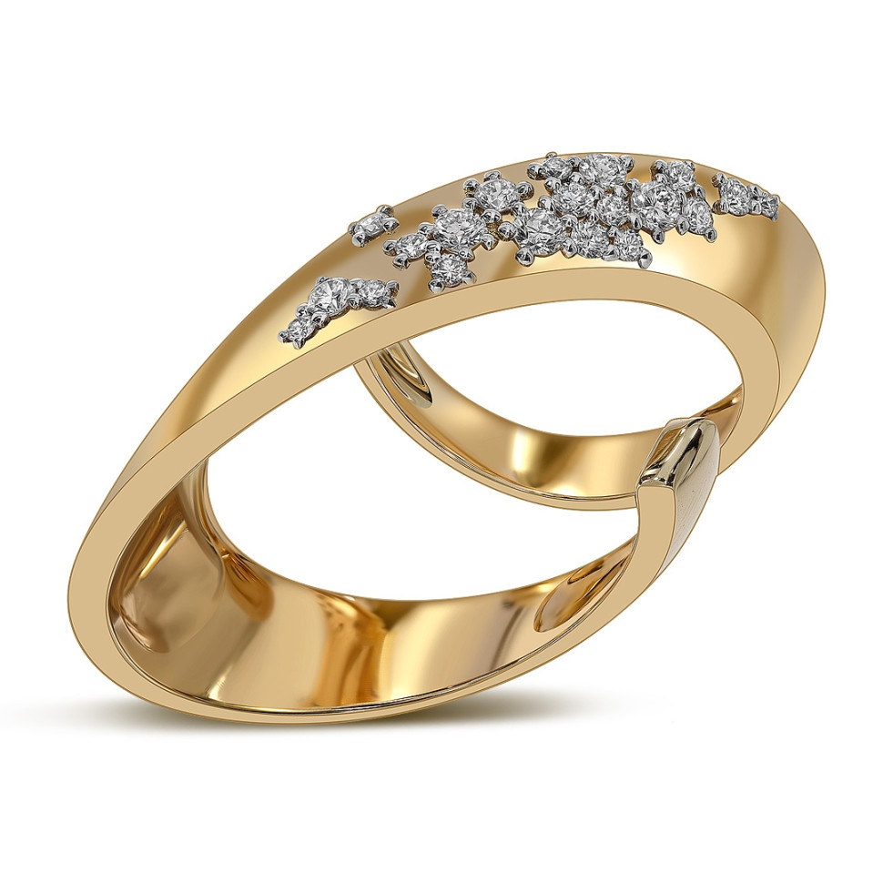 Кольцо из жёлтого золота с бриллиантами  (063742)