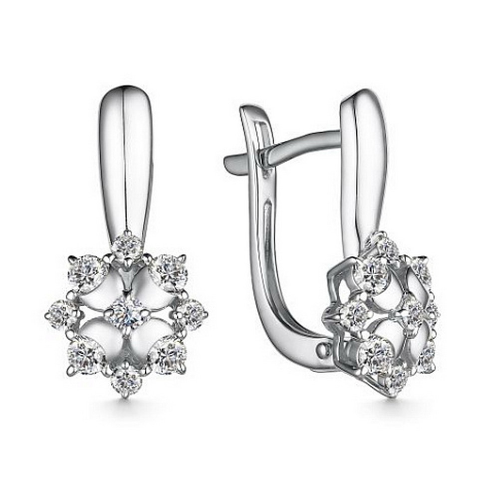 Серьги из белого золота с бриллиантами (058373)