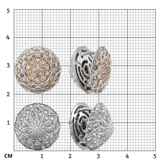 Серьги двусторонние из белого золота с бриллиантами (017858)