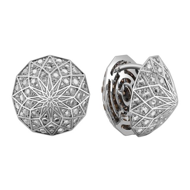 Серьги двусторонние из белого золота с бриллиантами (017858)