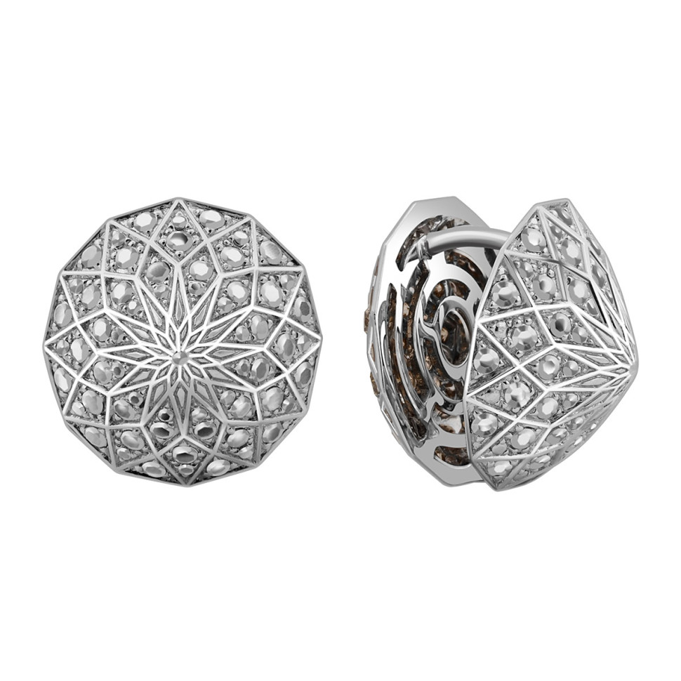 Серьги двусторонние из белого золота с бриллиантами (017858)