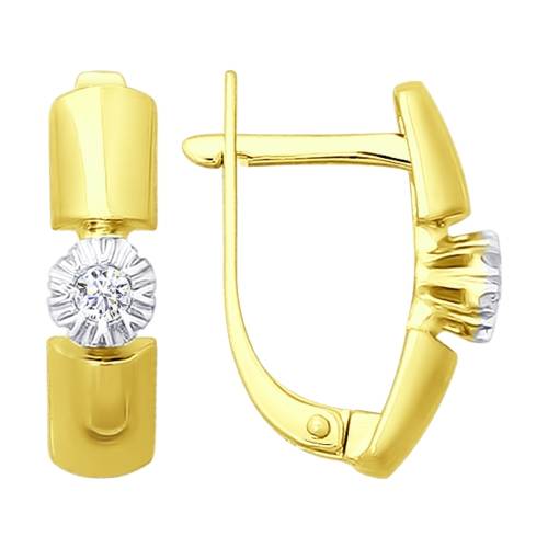 Серьги из жёлтого золота с бриллиантами (040357)