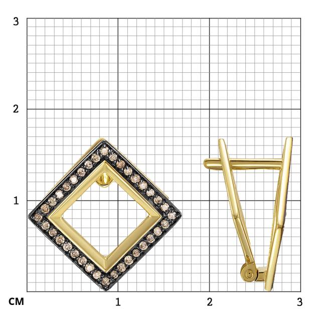 Серьги из жёлтого золота с коньячными бриллиантами (059611)