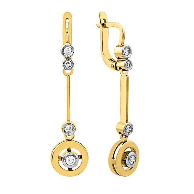 Серьги из жёлтого золота с бриллиантами (025783)
