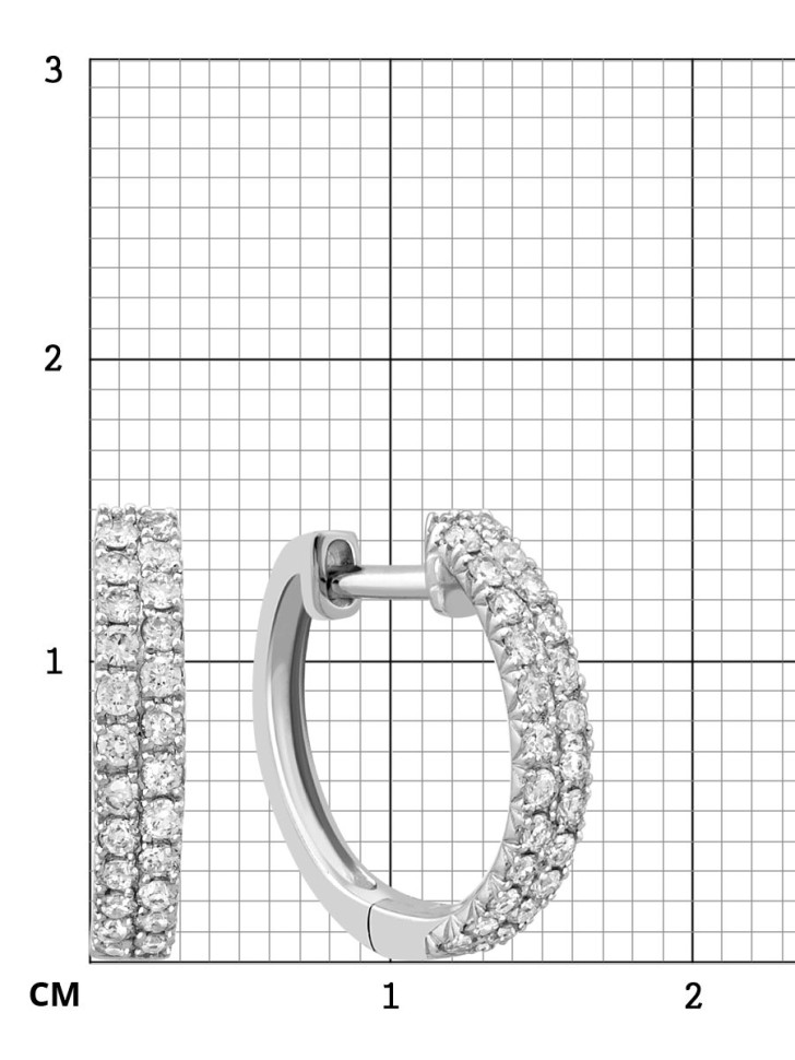 Серьги конго с бриллиантами из белого золота (030663)