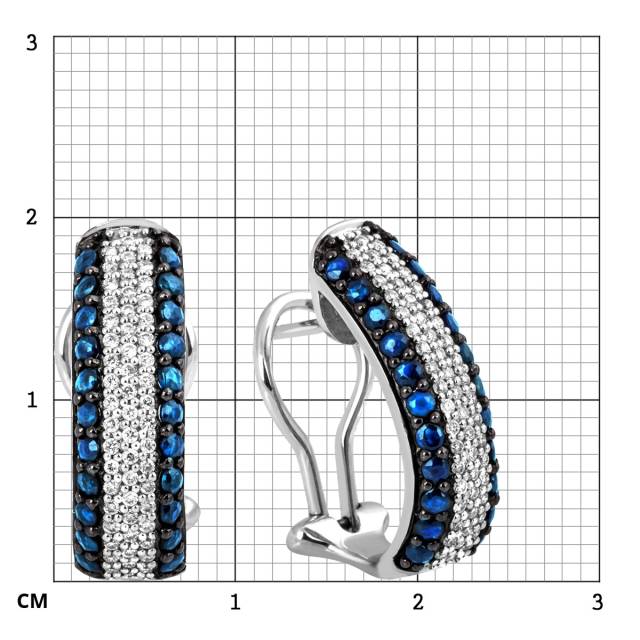 Серьги с бриллиантами и сапфирами из белого золота (012423)