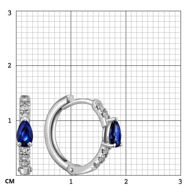 Серьги конго из белого золота с бриллиантами и сапфирами (058533)
