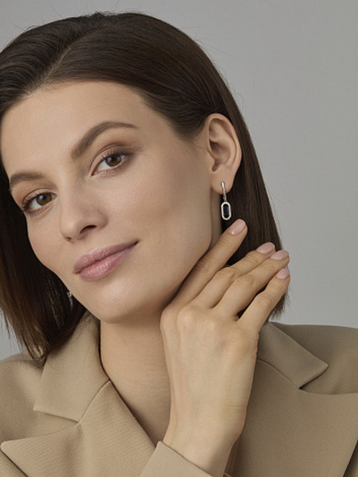 Серьги из белого золота с бриллиантами и сапфирами (061189)