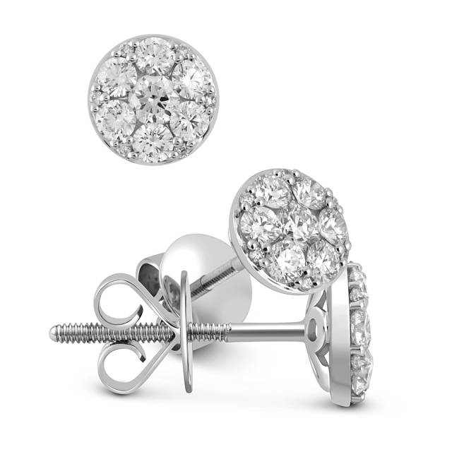 Серьги пусеты из белого золота с бриллиантами (045894)