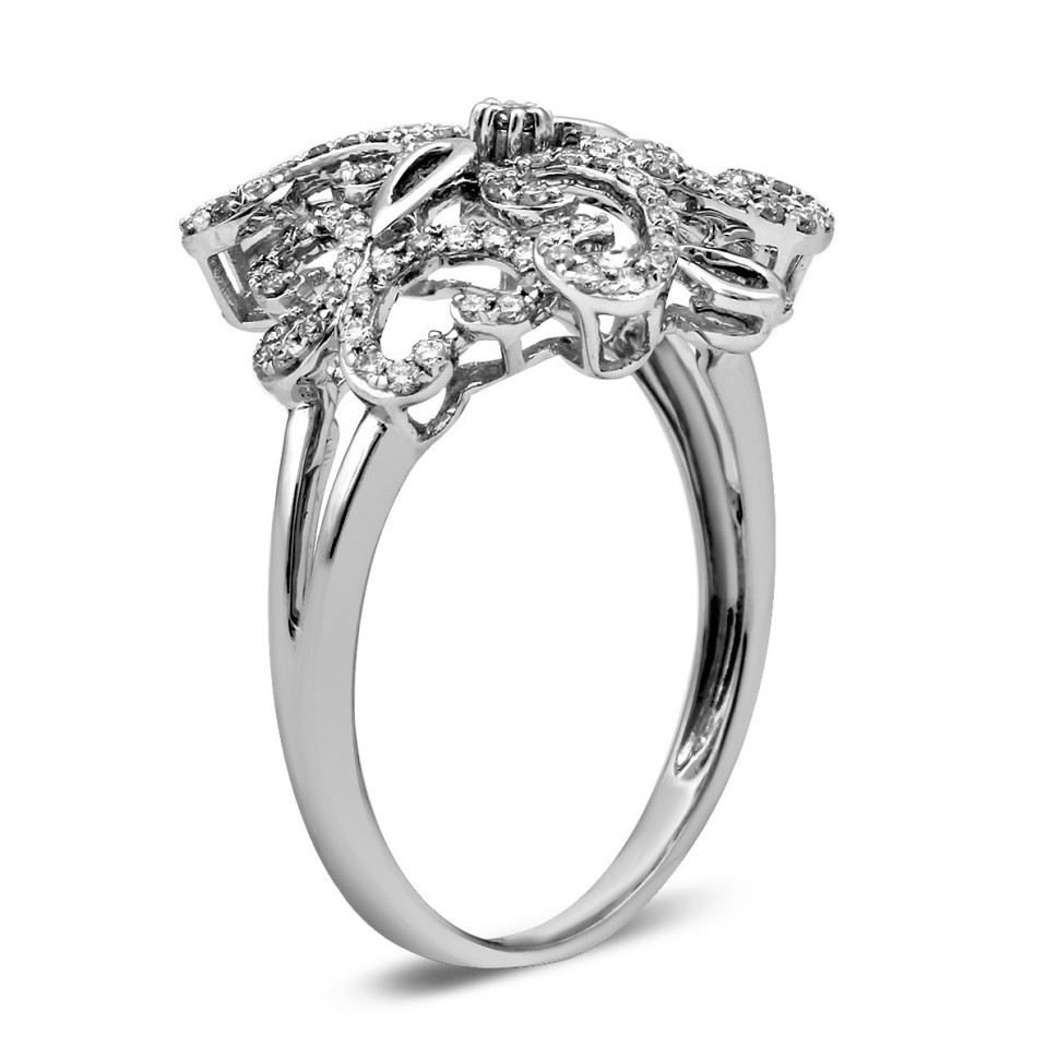 Кольцо из белого золота с бриллиантами (025960)