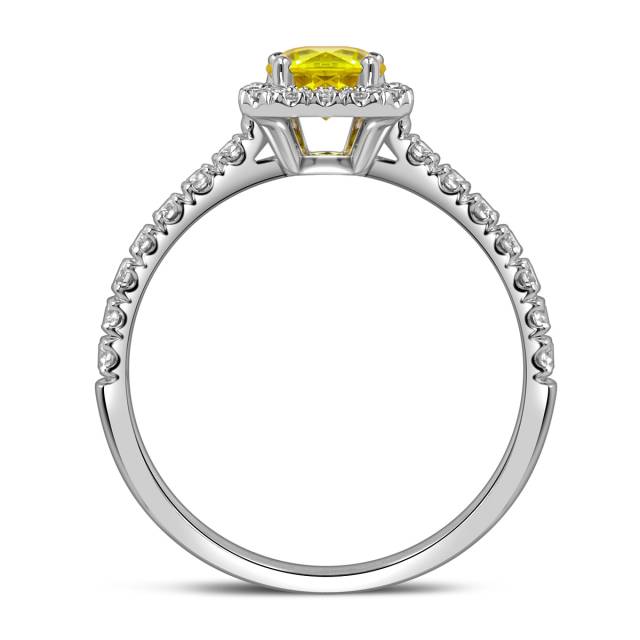 Помолвочное кольцо из белого золота с бриллиантами и жёлтым сапфиром  (061112)