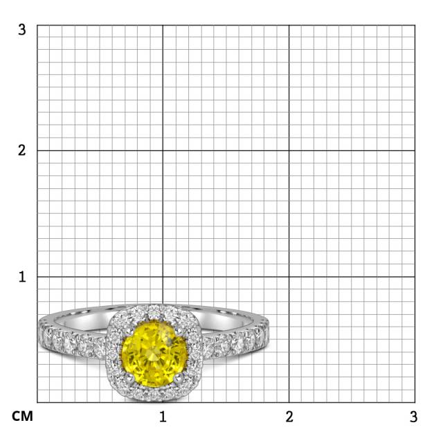 Помолвочное кольцо из белого золота с бриллиантами и жёлтым сапфиром  (061112)