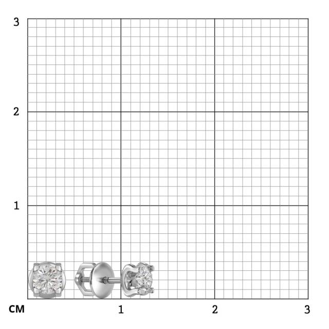 Серьги пусеты из белого золота с бриллиантами (059090)