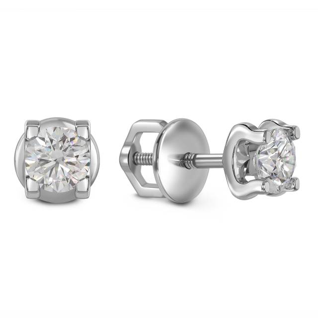 Серьги пусеты из белого золота с бриллиантами (059090)