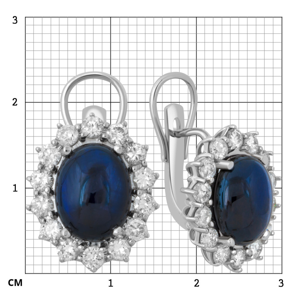 Серьги из белого золота с бриллиантами и сапфирами (038805)