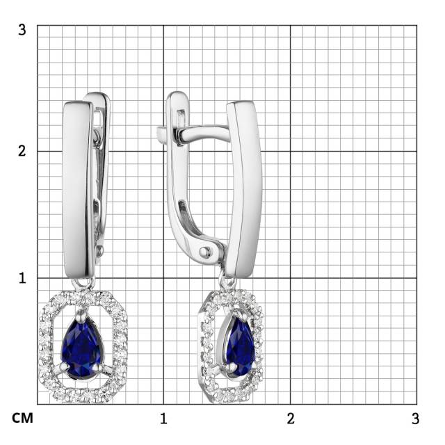 Серьги из белого золота с бриллиантами и сапфирами (043153)