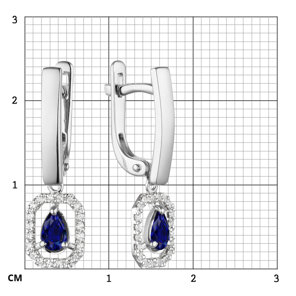 Серьги из белого золота с бриллиантами и сапфирами (043153)