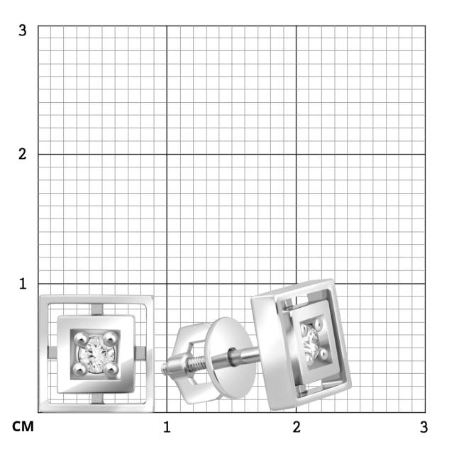 Серьги пусеты из белого золота с бриллиантами (046456)